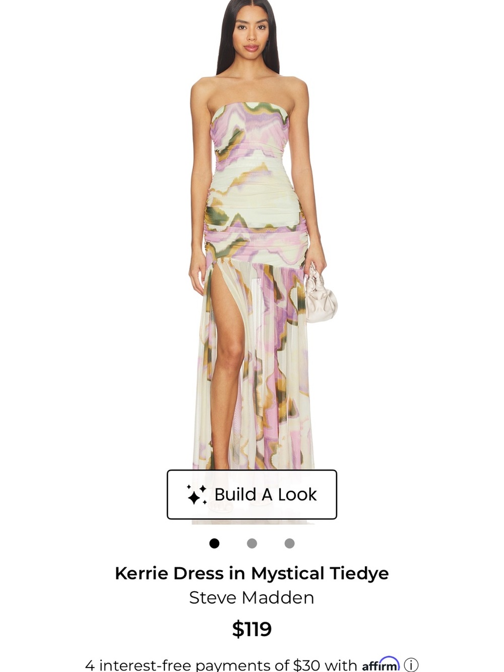 Steve Madden Strapless Mystical Tie-Dye Maxi Dress - Pink, Green, Cream